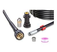 Tuyau Déboucheur Canalisation pour Nettoyeur Haute Pression 15m, 200 bar - Kit Furet compatible Karcher, Parkside, Lavor
