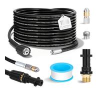 Tuyau Déboucheur Canalisation pour Nettoyeur Haute Pression 15m, 400 Bar/5800 PSI, avec Buses à Jet et Rotative,Compatible avec Karcher K2 K3 K4 K5 K6 K7 Lavor Bosch pour débouchage des tuyaux