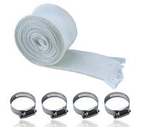 Tuyau d'échappement de 30 mm, tuyau de chauffage supplémentaire, 300 cm, en fibre de verre, avec 4 colliers de serrage, pour générateurs, chauffages, tuyaux de caravane, câbles (blanc)