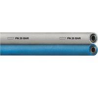 Tuyau dedouble TWIN HOSE/PVC - diamètre intérieur 6 mm, diamètre extérieur 11,0 mm, longueur 100 m, bleu/gris