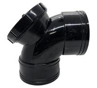 Tuyau d'évacuation d'eau de 110 mm, courbé, de couleur noire, avec double raccord