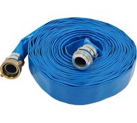 Tuyau d'évacuation d'eau - Tuyau plat - 38 mm x 15,2 m - PVC - Tuyau de lavage à contre-courant pour piscine - Pour pompes, industrie et agriculture - Bleu