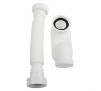 Tuyau d'évacuation flexible avec raccord fileté G1-1/2 et siphon P pour systèmes de vidange de baignoire et douche nécessitant un gain de place