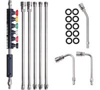 Tuyau d'extension pour nettoyeur haute pression - Raccord rapide de 6,35 mm - 6 buses - Tuyaux courbés à 30° et 90° - Joints toriques - Adapté pour les voitures et les gouttières