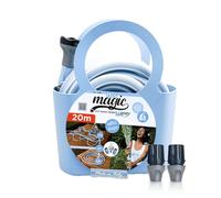 Tuyau d'Irrigation Magic Blue Hose, 20 mètres, Tuyau Extensible et Flexible, avec pomme de Douche et Sac assorti