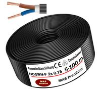 MAS Premium Câble flexible en caoutchouc H05RN-F - 5-100 m - 2 x 0,75 mm², 2 x 1 mm², 3G0,75 mm² ou 3G1 mm² - Pour appareils lourds (H05RN-F 2 x 0,75 mm², 10 m)