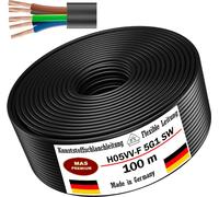 Tuyau en plastique de 100 mètres, type H05VV-F, 3G1, noir, flexible, câble d'alimentation pour appareils