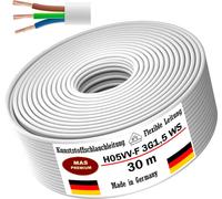Tuyau en plastique de 30 mètres, type H05VV-F, 3G1,5, de couleur blanche. Câble flexible pour appareils