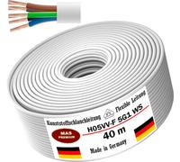 Tuyau en plastique de 40 mètres, type H05VV-F, 5G1, de couleur blanche, flexible, pour câblage d'appareils