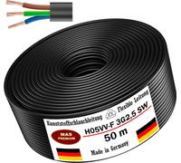 Tuyau en plastique de 50 mètres, type H05VV-F, 3G2,5, de couleur noire, flexible, pour câblage d'appareils