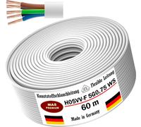 Tuyau en plastique de 60 mètres, type H05VV-F, 5G0,75, de couleur blanche, flexible, pour câblage d'appareils
