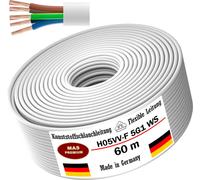 Tuyau en plastique de 60 mètres, type H05VV-F, 5G1, de couleur blanche, flexible, pour câblage d'appareils