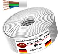 Tuyau en plastique de 80 mètres, type H05VV-F, 5G0,75, de couleur blanche, flexible, pour câblage d'appareils