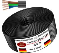 Tuyau en plastique noir de 80 mètres, type H05VV-F, 5G1,5, flexible, câble d'alimentation pour appareils