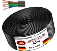 Tuyau en plastique noir de 80 mètres, type H05VV-F, 5G1, flexible, câble d'alimentation pour appareils