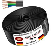 Tuyau en plastique noir de 90 mètres, type H05VV-F, 5G1, flexible, câble d'alimentation pour appareils