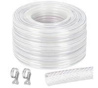 Tuyau en tissu PVC tressé - 25 x 32 mm - 10 m - Transparent - Tuyau haute pression renforcé - Flexible pour eau, gaz, huile, air, air comprimé