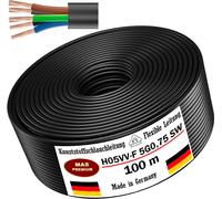 Tuyau flexible de 100 mètres, type H05VV-F, 5G0,75, de couleur noire, pour câblage d'appareils