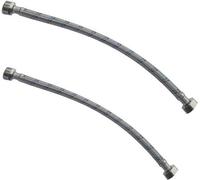 Tuyau flexible de raccordement, kit 2 pièces, 400 mm, raccordement M 1/2 pouce - M/F - Pour palans et pompes de mélange - Revêtement en acier inoxydable - Température maximale : 90 °C - Tuyau d'extens