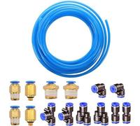 Tuyau flexible en PU, 10 m, 8 mm, bleu, avec raccords d'air de 4 mm