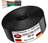 Tuyau flexible H05VV-F, 30 mètres, 5G0,75, noir. Câble souple pour appareils
