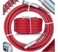 Tuyau Haute Pression 20 m Rouge - Acier Renforcé | 228 Bar | Filetage 1/4"" | Pour Pulvérisateur Airless