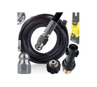 Rosfix Tuyau de nettoyage de canaux, 20 m, raccord à baïonnette M22, pour Kärcher K2-K7, max. 200 bar, 60 °C, flexible et durable, buse réglable, accessoire de nettoyeur haute pression