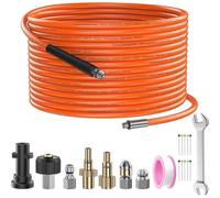 Tuyau haute pression - Kit de débouchage - 15 m - 2 buses - Anti-pliage - Nettoyage d'évacuation extérieur