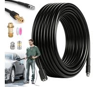 Tuyau haute pression pour nettoyeur haute pression - Tuyau de nettoyage de 15 mètres - Adaptateur de connexion M22 - Buse fixe - Buse rotative