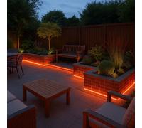 Tuyau lumineux LED rouge Extérieur Jardin Tuyau lumineux Eclairage de terrasse, plastique transparent, 1,5m de câble, 144x LED 0,06W, L 600 cm