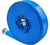 Tuyau plat Layflat - Tuyau d'évacuation pour pompe à eau - Longueur 30,48 m (100 ft) - Pression de service 90 PSI - PVC + polyester - Température -5 à 65 °C - Bleu