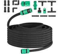 Tuyau Poreux, Microporeux pour Irrigation Goutte à Goutte, Tuyau Économiseur d'Eau pour Arrosage, Jardins, Pelouses, Terrasses, Flexible Irrigation Kit (50m)