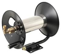 Tuyau pour nettoyeur haute pression, enrouleur intégré, diamètre 3/8", longueur 100 pieds, pression de 4000 PSI, sortie à 90 degrés, construction en acier