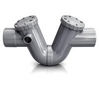 Tuyau PVC-Siphon Ø110/40 mm avec couvercle de visite, gris, avec clapet anti-odeur