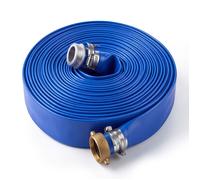 VEVOR Tuyau Refoulement Plat 38,1 mm 30,48 m Tuyau Plat Évacuation PVC Bleu | Pour Vidange Piscine, Irrigation Agricole, Compatible Pompe à Eau/Filtre à Sable/Submersible, 6,2 bar, avec Raccords Ergots