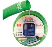 Tuyau RIEGOTEX 15 x 15 m | Accessoires Inclus : Lance réglable, Adaptateur Robinet 3/4"- 1/2" et Deux Manchons Rapides