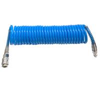 Tuyau spiralé d'air comprimé PU 6x8 mm - 7,5 m - avec raccord rapide et embout Aircraft STSS6X8MM7,5M