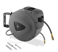 Tuyau - TECTAKE - Enrouleur de tuyau à air comprimé avec tambour et support mural amovible 20 m, raccord de ¼"" - Gris
