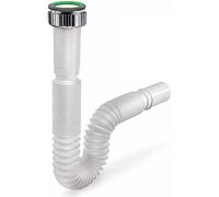 Tuyau vidange jolly lavabo évier cuisine 1'' 1/4 1'' 1/2 sortie 32 40 mm flexible avec virole en métal + joint longueur 32 cm max 77 cm pvc (1'' 1/4 entrée sortie 32-40 mm)