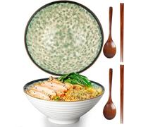 TuYines Bols à ramen en céramique Set de 2,Ramen Bol,1200 ml Bols à ramen Japonais,bol en céramique pour Ramen, salade, céréales,avec baguettes et cuillères