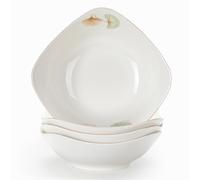 TuYines Ensemble de 4 bols à salade en porcelaine, couleur blanche, plat à spaghettis, bol à céréales, bol à salades, soupes, entrées, fruits (B)
