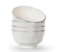 TuYines Lot de 4 bols à céréales, bols à dessert en céramique, bol pour le petit-déjeuner, bol blanc en céramique, bols de service de 700 ml Idéaux pour la crème glacée, la soupe, les pâtes, la salade