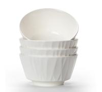 TuYines Lot de 4 bols à céréales en céramique pour dessert, petit déjeuner, bol de service en céramique blanche, 700 ml, parfaits pour la crème glacée, la soupe, les pâtes, la salade, les nouilles