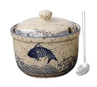 TuYines Sucrier en céramique, sucrier avec couvercle et cuillère, boîtes à épices en céramique, boîte à épices avec couvercle pour sucre, sel, fromage, épices