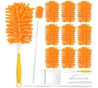 TUZHE Lot de 10 plumeaux lavables pour Swiffer - Recharge d'aimant à poussière - Réutilisables à 360 ° - Pour Swiffer - Avec tige télescopique, poignée et sac à linge