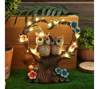 Tuzsocr Lumières solaires en Forme de Chouette,Statue Extérieur Animaux Décoration,Lampe Solaire à LED éTanche en RéSine,Figurines Jardin Couple,pour Cour Pelouse Maison Entrée Noël Cadeau (Style 1)