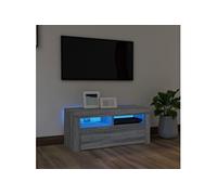 vidaXL Meuble TV avec lumières LED 90x35x40 cm Gris sonoma