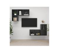 Tv-wandmeubelen 4 st spaanplaat hoogglans grijs3079843
