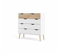 Tvilum Commode 5 tiroirs Blanc et chêne 98 x 100 x 39 cm