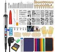 TWBEST 80W Kit de Pyrogravure Bois,Fer à souder Electrique Ensemble de 108 Pièces,Pyrogravure sur Bois avec Écran LCD Temperature Réglable,Support pour Souder,pour Réparations électriques